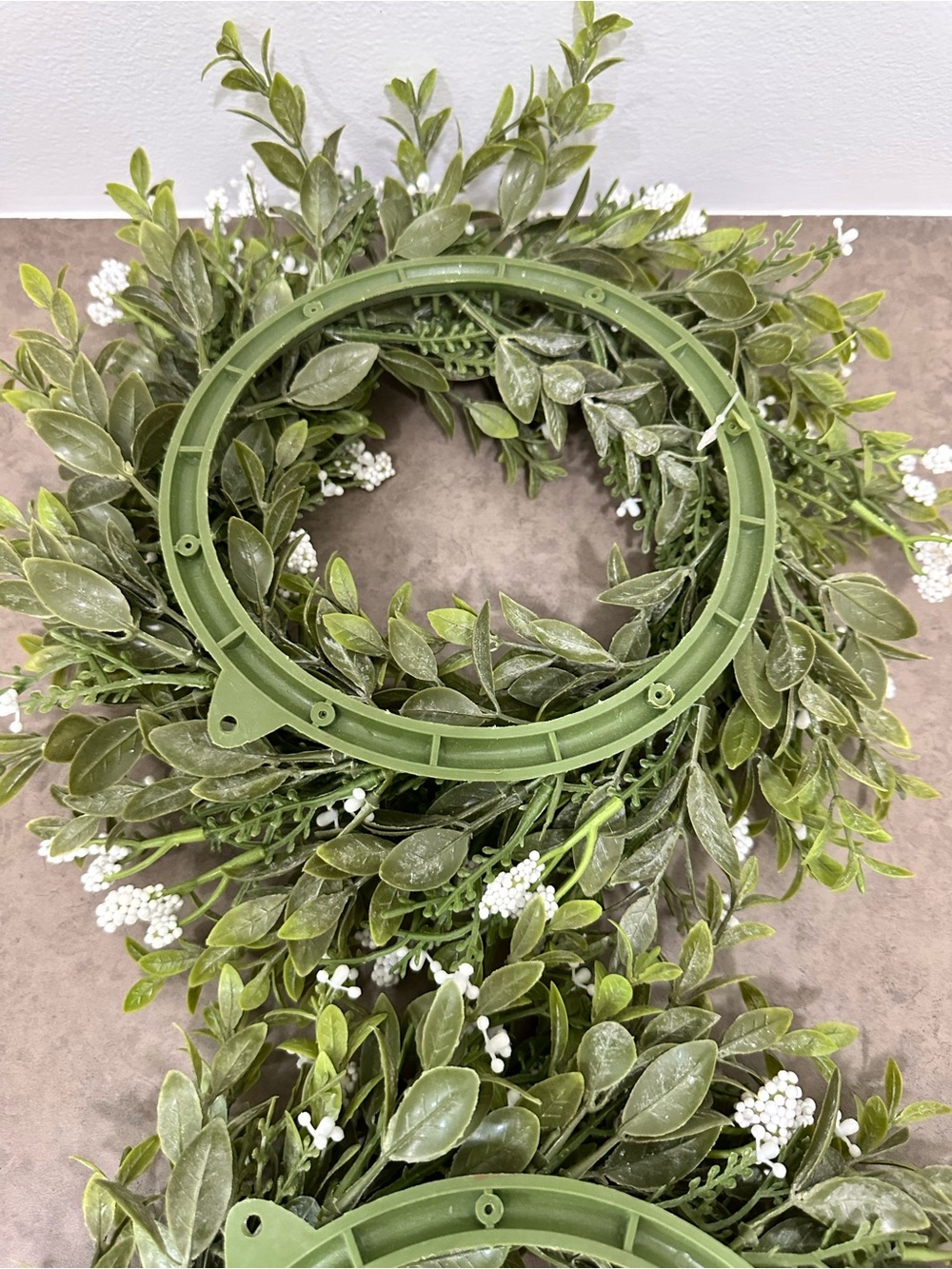 Lush Green Boxwood Wreath with White Berry Accents Faux 12-13” Set of 2 Match - Picture 10 of 15